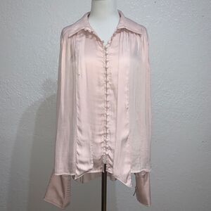 Démodé Marché Blush Long Sleeve Button Blouse
